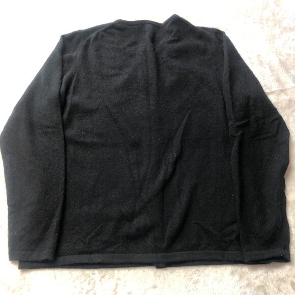LG Cashmere Black Cardigan With Black & Silver Rhinestones Size M/L - Picture 3 of 10